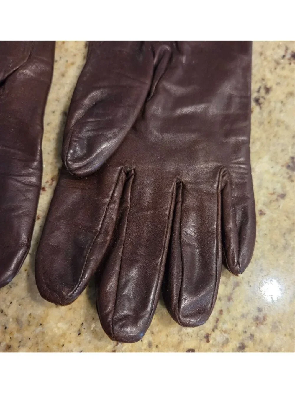 Vintage Womens Size M 7 Brown Leather Knit Lined Gloves Grandoe